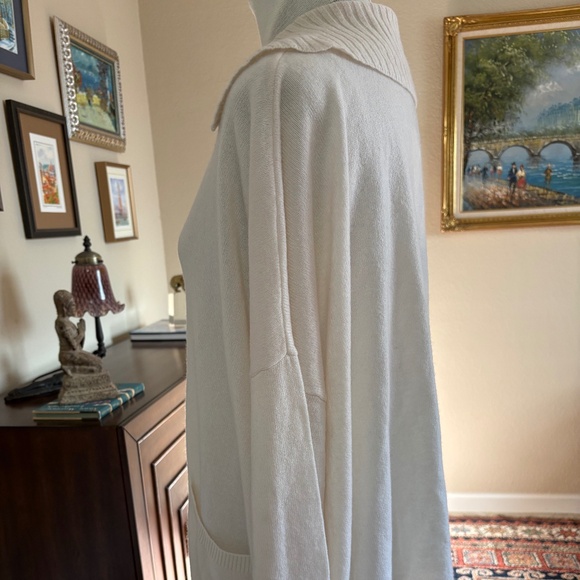 Minnie Rose 100% Cashmere Oversized V-Neck Tunic Sweater – Winter White-NWT - Picture 4 of 6